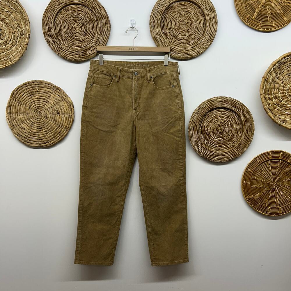 AE American Eagle Corduroy Mom Straight Jean 12 Brown Tan Ribbed